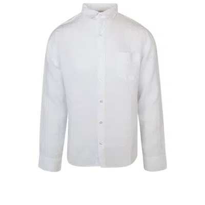 Haris Cotton Men's Long Sleeved Front Pocket Linen Shirt-white