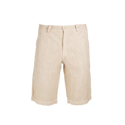 Haris Cotton Men's Neutrals Back Pockets Linen Bermuda-beach Sand