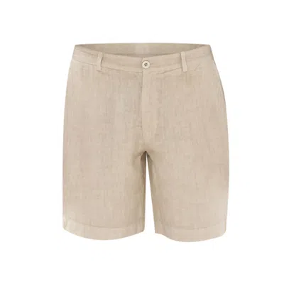 Haris Cotton Men's Neutrals Classic Linen Bermuda-beach Sand