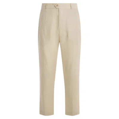Haris Cotton Men's Neutrals Classic Linen Pants - Beige