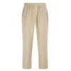 Haris Cotton Men's Neutrals Linen Pants With Elastic Waistband And Back Pockets  Beach Sand
