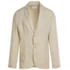 Haris Cotton Men's Neutrals Solid Lapel Neck Linen Blazer-beige In Beige