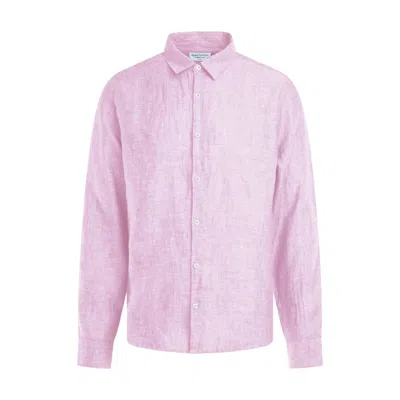 Haris Cotton Men's Pink / Purple Linen Melange Basic Long-sleeved Shirt - Pink Melange In Pink/purple