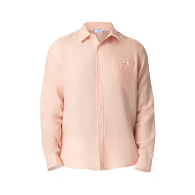 Haris Cotton Men's Pink / Purple Slim Fit Long Sleeved Linen Shirt Pink In Pink/purple