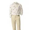 Haris Cotton Men's Printed  Long-sleeved Linen  Shirt Nautical