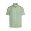 Haris Cotton Men's Short Sleeved Front Pocket Linen Shirt - Grecian Green In Green
