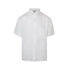 Haris Cotton Men's Short Sleeved Front Pocket Linen Shirt- White In White