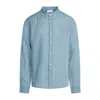 Haris Cotton Men's Slim Fit Mandarin Neck Linen Melange Shirt - Harbor Grey Melange In Grey