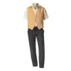 Haris Cotton Neutrals Linen Men's Vest Camel In Beige