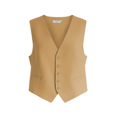 Haris Cotton Neutrals Linen Men's Vest Latte