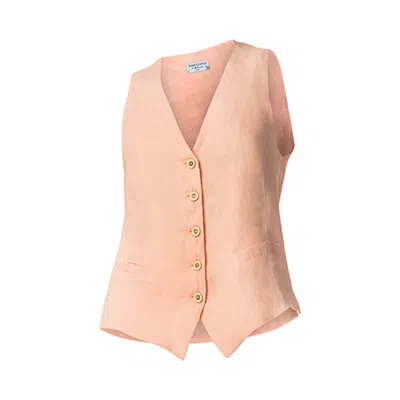 Haris Cotton Pink / Purple Linen Women's Vest Pink In Pink/purple