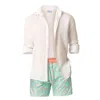 Haris Cotton Printed Men's Swimsuit With Solid Belt Pink Flamingos In Pink
