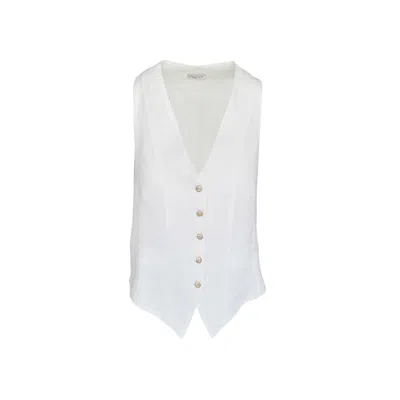 Haris Cotton Purple / Pink Linen Women's Vest Raspberry In White