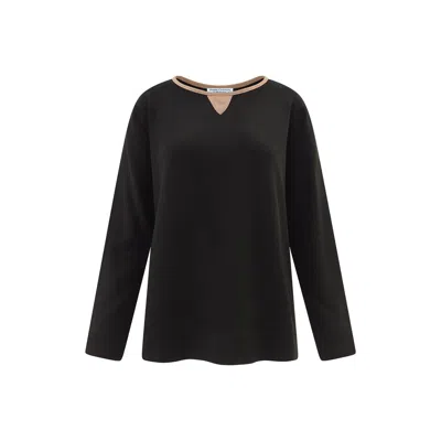Haris Cotton Women's Black Notched Neckline Tee