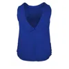 Haris Cotton Women's Blue Boat Neckline Sleeveless Linen Top With Deep "v" Back Lapis In Blue