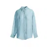 Haris Cotton Women's Blue Linen Gauze Shirt - Ocean Air In Blue