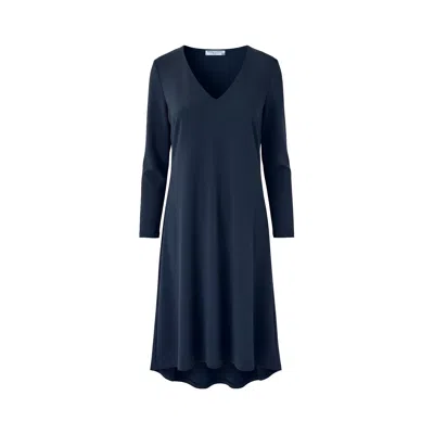 Haris Cotton Women's Blue Long-sleeve V-neck Dress Indigo