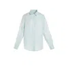 Haris Cotton Women's Blue Solid Linen Shirt With Long Sleeved Ocean Air In Blue