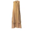 Haris Cotton Women's Brown Sleeveles Linen Long Jacket With Lace Camel In Brown