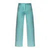 Haris Cotton Women's Cropped Bell Bottom Linen Pants With Back Pockets Crystal Blue In Blue