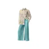 Haris Cotton Women's Drawstring Waist Wide Leg Linen Pants Crystal Blue In Blue