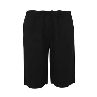 Haris Cotton Women's Elastic Waistband Linen Bermuda - Black