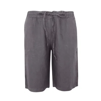 Haris Cotton Women's Elastic Waistband Linen Bermuda - Stone Grey