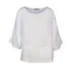 Haris Cotton Women's Front Left Pocket Linen Gauze Blouse - White In White