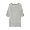 Haris Cotton Women's Front Pocket Curve Linen Gauze Blouse With Batwing Sleeve - White In White