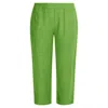 Haris Cotton Women's Green Cropped Linen Pants - Avocado In Green