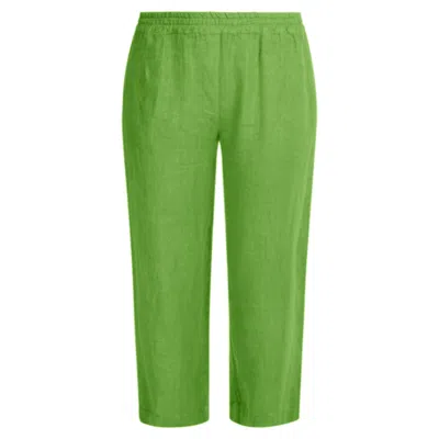 Haris Cotton Women's Green Cropped Linen Pants - Avocado