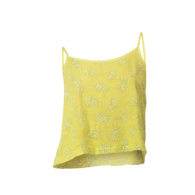 Haris Cotton Women's Green Embroidered Linen Strapped Top Pear