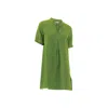 Haris Cotton Women's Green Mandarin Neck Linen  Cami Dress With Flutter Sleeves Avocado In Green
