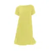 Haris Cotton Women's Green Ruffle Hem Linen Dress With Short Sleeves Pear In Green