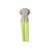 Haris Cotton Women's Green Short Sleeved Linen Shirt With Front Pleat And V Neck Sage In Green