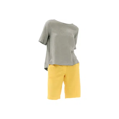 Haris Cotton Women's Green Solid Linen Blouse With Split Hem Sage