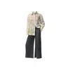 HARIS COTTON WOMEN'S GREY DRAWSTRING WAIST WIDE LEG LINEN PANTS IRON