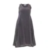 Haris Cotton Women's Grey Tank Linen Dress With Asymmetrical Hem And Side Pockets - Iron In Grey