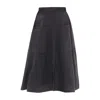 Haris Cotton Women's Grey Wide Waistband Circle Linen Skirt With External Pockets Iron In Grey