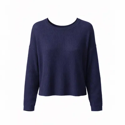 Haris Cotton Women's Knitted Long Sleeved Blouse Blue Marine