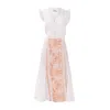 Haris Cotton Women's Lace Insert Linen Dress With Embroidered Cotton Details And Split Hem White Orange In White