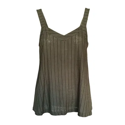 Haris Cotton Women's Linen Blend Tie Back Top With Straps-army Green