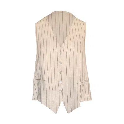 Haris Cotton Women's Linen Blend Vest-white