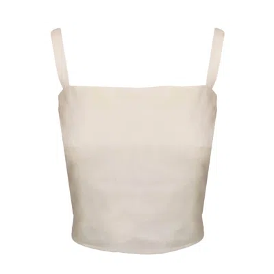 Haris Cotton Women's Linen Crop Top With Straps White