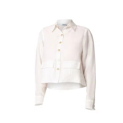 Haris Cotton Women's Linen Jacket With Front Pockets White