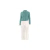 Haris Cotton Women's Linen Jacket With Long Sleeves Crystal Blue In Blue