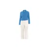 Haris Cotton Women's Linen Jacket With Long Sleeves Santorini Blue In Blue