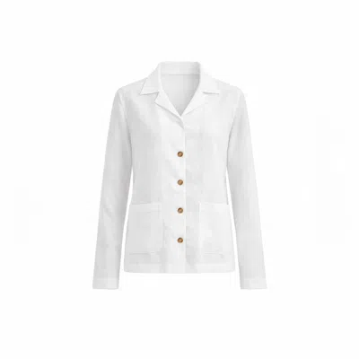 Haris Cotton Women's Linen Jacket With Pockets White