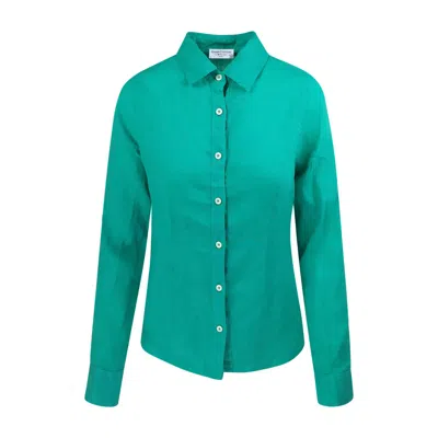 Haris Cotton Women's Linen Long Sleeved Shirt With Darts Island Green