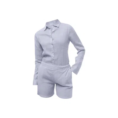 Haris Cotton Women's Linen Long Sleeved Shirt With Darts Sky Blue